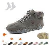 Outdoor All-Terrain Slip On Barefoot Hiking Beck Shoes, Waterproof Lightweight High Top Chukka Boots, Comfortable Breathable Non-Slip Orthopedic Sneakers for Driving & Daily Wear(Grey,3.5 UK)