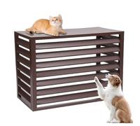Outdoor Aluminum AC Unit Cover - Fence Panel for Air Conditioners & Trash Bins Pet Isolation & Leaf Protection Anti-Theft Design (Brown 110cm)