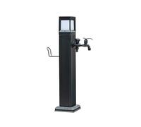 Outdoor Aluminum Alloy Square Vertical Garden Water Column with Sensor Light Freestanding Hose Stand with Antifreeze Double Outlet Faucet for Courtyard Spigot(113.5cm)