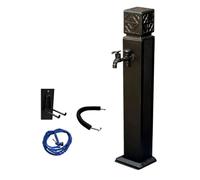Outdoor Aluminum Garden Column Fountain with Tap & Spray Gun Black Water Feature for Garden 80x10cm 32x4in Stylish Outdoor Decor