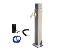 Outdoor Aluminum Garden Column Fountain with Tap & Spray Gun Gray Water Feature for Garden 80x10cm (32x4in) Perfect for Landscaping and Decoration