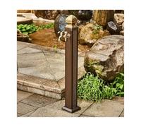 Outdoor Aluminum Water Column with Double Outlet Faucet - Antique Carved Retro Anti-Freeze Hydrant Water Dispenser, Floor Mounted, 110x17cm, Durable Garden Tap.