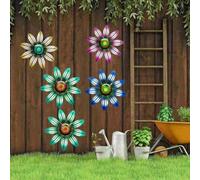 Outdoor and Indoor Metal Flower Wall Decor for Hanging Sturdy Iron Material with Vivid 3D Hand Painted Design, Perfect for Garden Fence, Patio, Bedroom and Living Room (red)