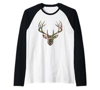 Outdoor Antlers Elk Deer Hunting Reindeer Lovers Raglan Baseball Tee