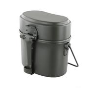 Outdoor Army Mess Kit Aluminum 19cm Compact Size | for premium aluminum alloy, 3-piece split set, lightweight 462g, heat resistant 180C, green finish