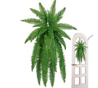 Outdoor Artificial Ferns - Fake Bush Plants | UV Resistant Greenery Shrubs | 18 Fake Ferns Branches | Waterproof Outdoor Hanging Plaanter For Landscaping