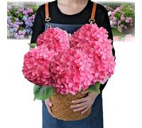 Outdoor Artificial Hydrangea Flowers, 2025 New 3D Artificial Plants Outdoor Uv Resistant, 20Inch Lifelike Fake Flowers No Fade , Faux Plants for Garden Porch Window Box Decorating (Rose red,1PCS)