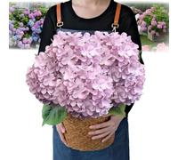 Outdoor Artificial Hydrangea Flowers, 2025 New 3D Artificial Plants Outdoor Uv Resistant, 20Inch Lifelike Fake Flowers No Fade , Faux Plants for Garden Porch Window Box Decorating (Purple,1PCS)