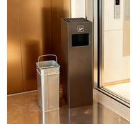 Outdoor Ash Trash Bin, Rust Resistant Metal Cigarette Butt Holder with Removable Inner Bucket for Garden, Patio, Park, Space Saving Upright Design