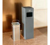 Outdoor Ash Trash Bin, Rust Resistant Metal Cigarette Butt Holder with Removable Inner Bucket for Garden, Patio, Park, Space Saving Upright Design