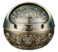 Outdoor Ashtray,Copper Metal Ashtray With Lid,Windproof TabletopAshtray,Desktop Smoking Ash Tray for Home Office,Portable with Non-Slip Base for Indoor and Outdoor Use,for the Garden and Balcony