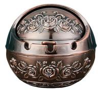 Outdoor Ashtray,Copper Metal Ashtray With Lid,Windproof TabletopAshtray,Desktop Smoking Ash Tray for Home Office,Portable with Non-Slip Base for Indoor and Outdoor Use,for the Garden and Balcony