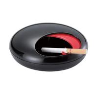 outdoor ashtray， Desktop Ashtray 1Pcs Creative With Sliding Lid Rotating(Black-s)