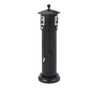 Outdoor Ashtray, Free Standing Stainless Steel Cigarette Disposal with Large Capacity, Wind and Rainproof Eaves Design for Patios, Balconies, and Public Spaces