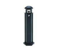 Outdoor Ashtray, Free Standing Stainless Steel Cigarette Disposal with Large Capacity, Wind and Rainproof Eaves Design for Patios, Balconies, and Public Spaces