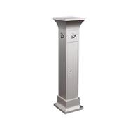 Outdoor Ashtray, Free Standing Stainless Steel Cigarette Disposal with Large Capacity, Wind and Rainproof Eaves Design for Patios, Balconies, and Public Spaces