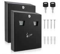 Outdoor Ashtray, Wall Mounted Ashtray, Lockable Cigarette Bin Outdoor, Galvanized Metal Smoking Box for Pub Club, Garden, Office - Outdoor Cigarette Ash Bin, Ash Tray with Luminous Cigarette Motif (2)