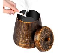 Outdoor Ashtrays for Patio with Lid, Ash Tray Sets for Cigarettes Stainless Steel Ashtray with Lid for Outside, Ashtray Odorless Windproof Metal Covers Tabletop Iron, Large