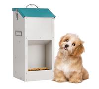 Outdoor Automatic Dog Feeder 6KG, Galvanized Gravity Pet Food Dispenser with Storage, Pet Feeding Station for Small & Medium Dogs and Cats