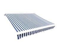 Outdoor Awning Fabric Replacement 3.5x2.5m Blue & White Polyester Canopy Cover with Valance Perfect for Patio & Garden Use