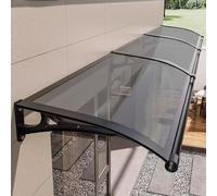 Outdoor Awning for Doors & Windows Polycarbonate Canopy UV & Rain Protection Smoke Grey 80x160cm (31"x63") Durable Entryway Cover Stylish Marquise Design