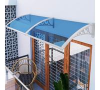 Outdoor Awning Kit 32x24 in Blue Canopy with Silver Brackets Adjustable Patio Window CoverPlastic Steel Bracket Perfect for Decks & Patios Easy Installation