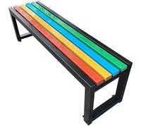 Outdoor Backless Bench Weatherproof Metal e & Wood Plastic Seat for Patio Garden Ln & Backyard Slish Seating Solut for All Weather