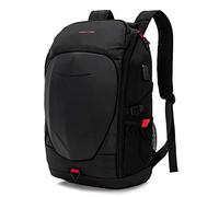Outdoor Backpack Waterproof Bag: Men Travel Laptop 17 Inch Computer Rucksack Large Hard Shell Gaming Carry on Cabin Size USB Charging with Cover for Hiking Work Business Black