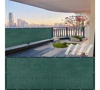 Outdoor Balcony 75x650 cm Weatherproof UV-Resistant Mesh Railing Shield Tear-Resistant Anti-Peeping with Cable Ties & Eyelets Dark Green.