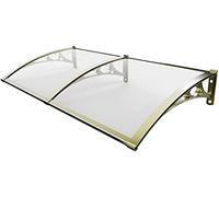 Outdoor Balcony Door Canopy UV Rain Snow Protection Awning Polycarbonate Roof Cover Aluminum Bracket Clear 160x80CM Weather Resistant Easy Installation