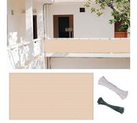 Outdoor Balcony340x400 cm - Sunshade Side Awning 220 g/m² - 90% Shade Tear-Resistant with Cords Ideal for Patio/Terrace/Fence Cream Color