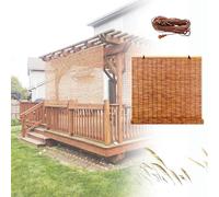 Outdoor Bamboo Blinds Retro Roll-Up Shades 40-150cm Light Filtering Waterproof Privacy Protection Ideal for Patio Balcony and Garden (140x190CM)