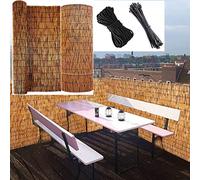 Outdoor Bamboo Fence Roll for Balcony & Terrace NaturalDecorativeMosquito Net with Cable Ties (Size: H 100 x L 1500 cm)