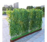 Outdoor Bamboo for Garden, Patio, Balcony, Porch - Tall Artificial Green Plants with Wooden Planter, Decorative Room Divider for Exhibition Spaces