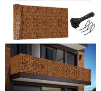 Outdoor Bamboo Privacy Fence Screen - Natural Brown Enclosure for Patio Balcony & Pool - 5x16.4ft (153x500CM) - Ideal for Backyard & Apartment Privacy Solutions