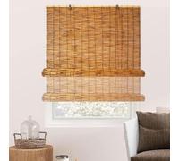 Outdoor Bamboo Roll Up ShadesPrivacy Screen Waterproof Blackout Blinds Natural Pull Down Shade for Patios (70cm x 220cm / 28in x 87in)