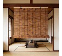 Outdoor Bamboo Roller Blinds Shades, Vertical Lifting and Breathable Waterproof Design, Sun Shade, Blackout and Ventilation, Easy Installation, Cordless