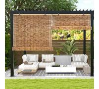 Outdoor Bamboo Roller Shades - Solar Protection Blackout Curtain for Privacy Rustic Decor Various Sizes (100x160 120x250 150x300 200x300 cm)