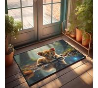 Outdoor Bar Accessories Decor Adorable Lion Cub In The Enchanted Forest Doormat Indoor Outdoor Rugs Outdoor Mat Large(65X90CM)