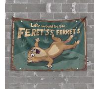 Outdoor Bar Accessories Decor Ferret Falling: A Humorous Take On Life's Challenges Tapestry Decor for Man Cave Preppy Decor(100X150CM)