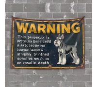 Outdoor Bar Accessories Decor Property Protected By Schnauzer, Trespassers Face Severe Conseque Tapestry Decor for Man Cave Preppy Decor(75X100CM)