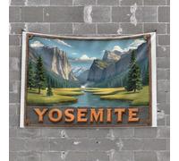Outdoor Bar Accessories Decor Yosemite Valley: Nature's Grandeur Unveiled Tapestry Decor for Man Cave Preppy Decor(75X100CM)