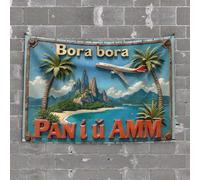 Outdoor Bar Decor Bora Paradise: A Tropical Escape with Panorama Views Tapestry Man Cave Bar Tapestry for Bedroom Aesthetic(100X150CM)