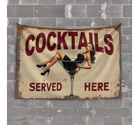 Outdoor Bar Decor Cocktails Served Here. Tapestry Funny Decor For Bar Tapestry With Words(75X100CM)