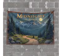 Outdoor Bar Decor Midnight in Parll'S: A Serene Mountain Journey Under The Full Moo Tapestry Man Cave Bar Tapestry for Bedroom Aesthetic(75X100CM)