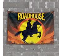 Outdoor Bar Decor Roadhouse: A Western Adventure Under The Setting Sun Tapestry Man Cave Bar Tapestry for Bedroom Aesthetic(100X150CM)