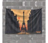 Outdoor Bar Decor Romantic Sunset Stroll Under The Eiffel Tower Silhouette Tapestry Bed Room Asserories Man Cave Bar(100X150CM)