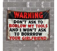 Outdoor Bar Decor Warning: Don'T Ask To Borlow My Tools Tapestry Funny Decor For Bar Tapestry With Words(100X150CM)
