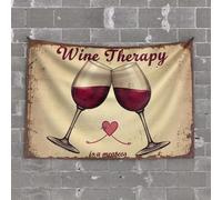 Outdoor Bar Decor Wine Therapy Is A Meadear. Tapestry Funny Decor For Bar Tapestry With Words(75X100CM)