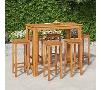 Outdoor Bar Set 120cm Natural Solid Acacia Wood 2-Seater High Tables Oil-Finish